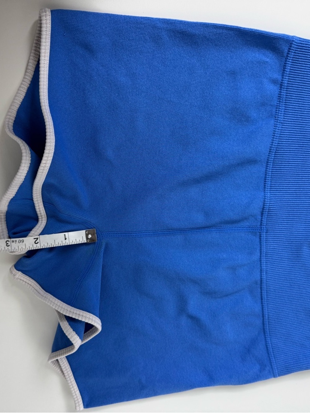 Blue Ribbed Crop Tank Shorts Set Y2K Sporty Athleisure S - Picture 10 of 12